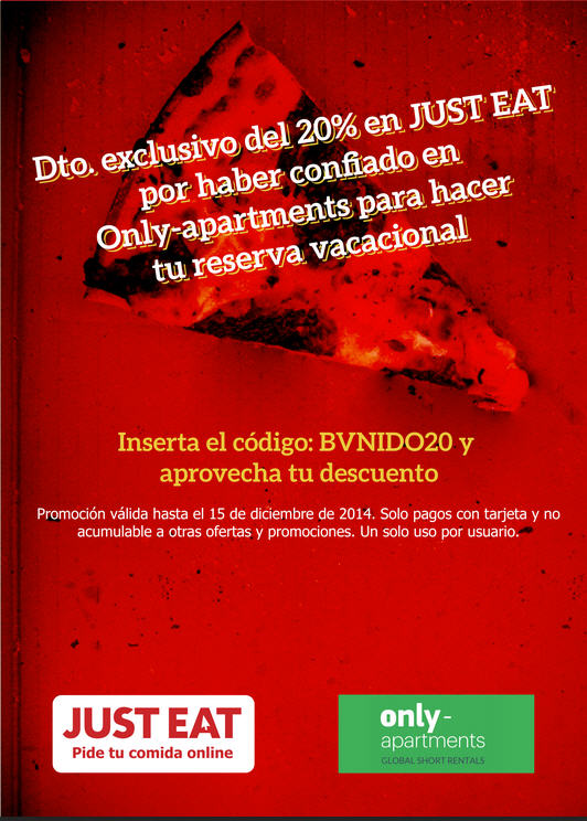 Only-apartments y Just-Eat juntos para ofrecerte descuentos únicos
